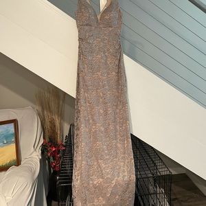 Silver and Nude Prom Dress